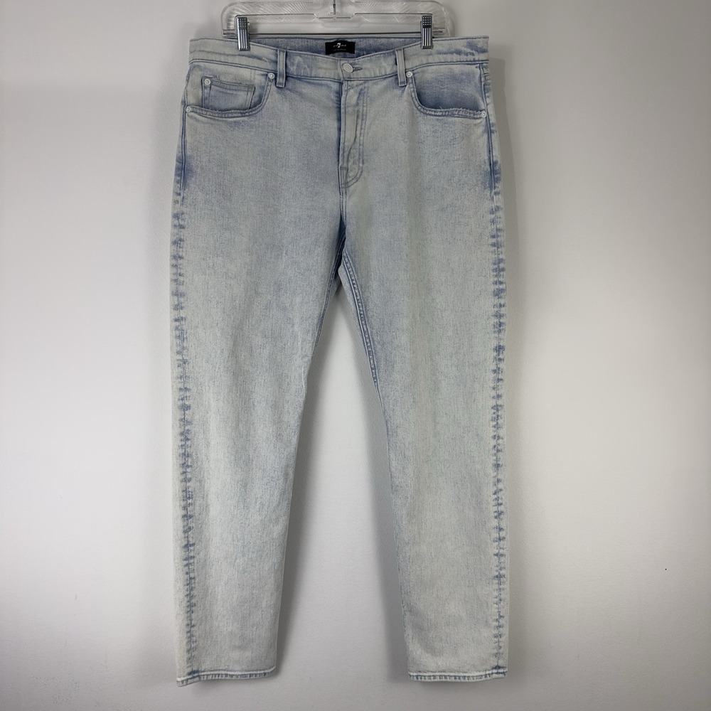 7 For All Mankind Jeans Men's Size 36 Light Wash Denim Slim Tapered Fit - Picture 1 of 12